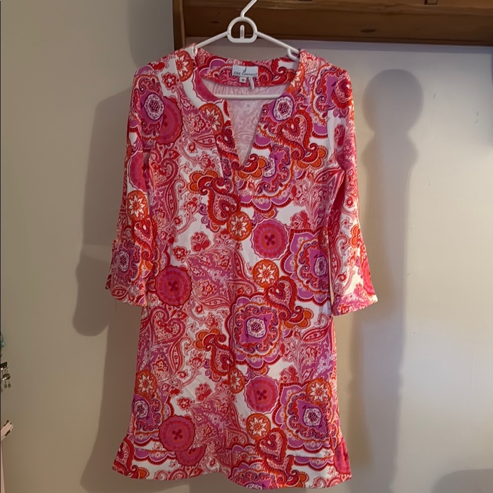 Jude Connally Vibrant Pink and Orange Paisley Dress